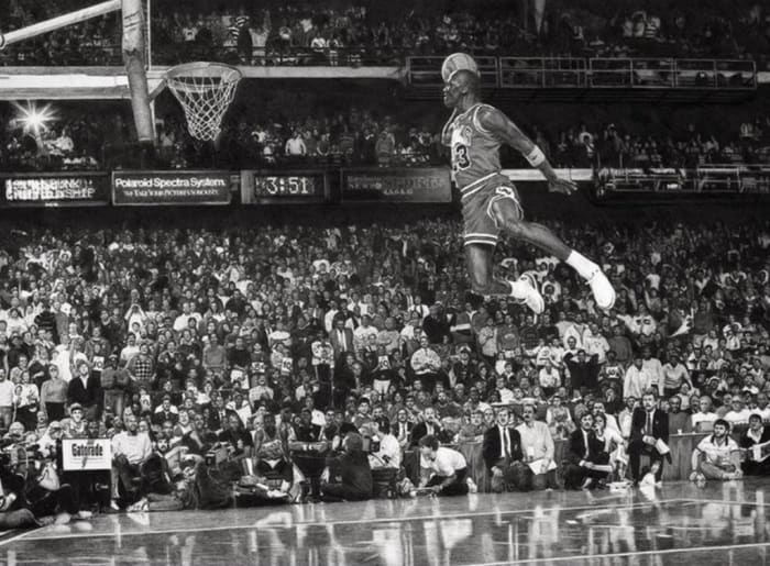 Fan Makes Incredible Draw Of Michael Jordan S Iconic Free Throw Dunk