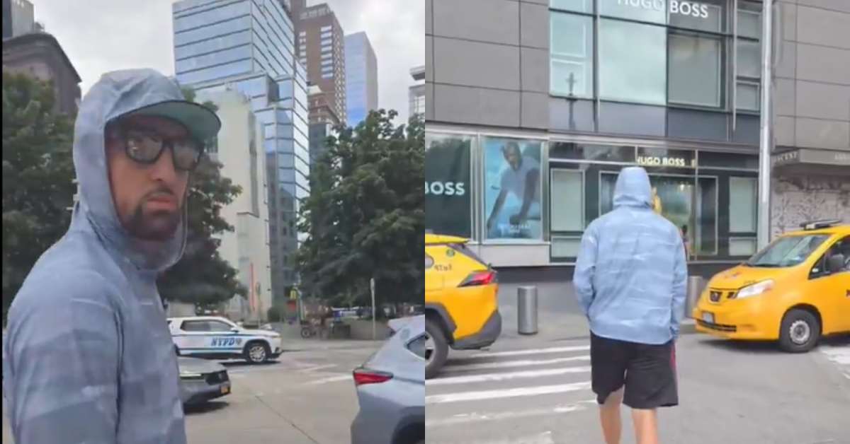 Klay Thompson Looks Uncomfortable - Klay Thompson Looking Visibly Uncomfortable As A Fan Follows Him To His Hotel In New York City