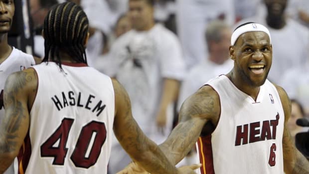Udonis Haslem and LeBron James