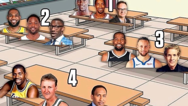 NBA Fan Asks Where Would You Sit: "With MJ, Pippen, And Wojnarowski... Or LeBron, Wade, And Shannon Sharpe?"