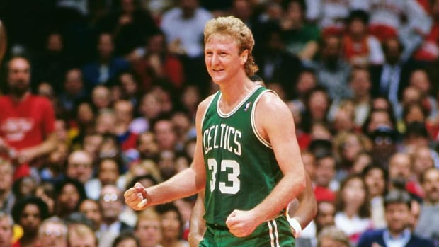 When Larry Bird says that and doesn't take off his jacket for the shootout,  you know he's about to bring it on 💯🔥 #NBA #Celtics #LarryBird