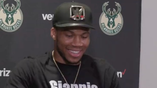 Giannis Antetokounmpo Paid Tribute To Stone Cold Steve Austin on 3:16 Day By Drinking A Beer During His Press Conference