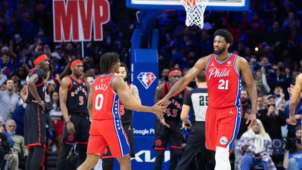 Tyrese Maxey Praises Joel Embiid For Being 'Resilient': "Thumb, Mask, Concussion, Broken Face... He’s The MVP For A Reason."