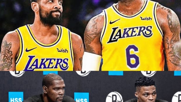 NBA Fan Posts A Pic Of LeBron James And Kyrie Irving In Lakers Jerseys, And Kevin Durant And Russell Westbrook In Nets Jerseys: "Make It Happen"