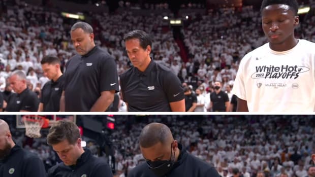 Heat And Celtics Honor Victims Of Mass Shooting With A Moment Of Silence Prior To Tip-Off In Game 5