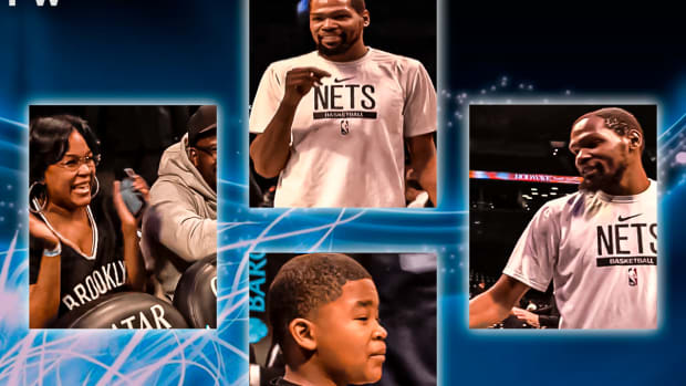 Watch: Kevin Durant Daps Up Young Fan During Brooklyn Nets Pregame