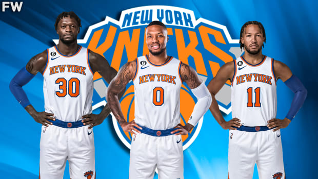 New Knicks trio of RJ Barrett, Jalen Brunson, & Julius Randle at media day  2022 🔥 Barrett says Knicks are going to “shock the world” this …