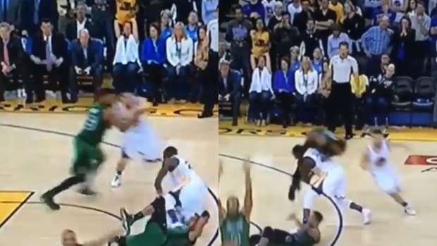 Old Clip Surfaces Of Draymond Green Tackling Marcus Smart And Evan Turner To Get Himself Open For A Shot