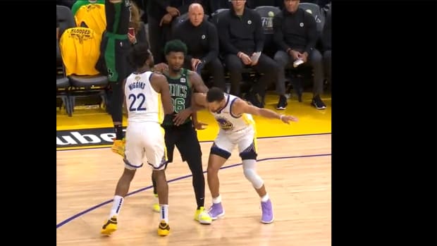 Marcus Smart Stopped Andrew Wiggins And Stephen Curry Together With One Screen: "Hey, It's Not Illegal If It's Not Called."
