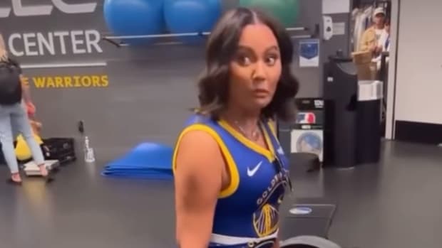 Video Of Ayesha Curry Lifting Weights In A Warriors Jersey Goes Viral: "That Ain't Bad, To Be Honest."
