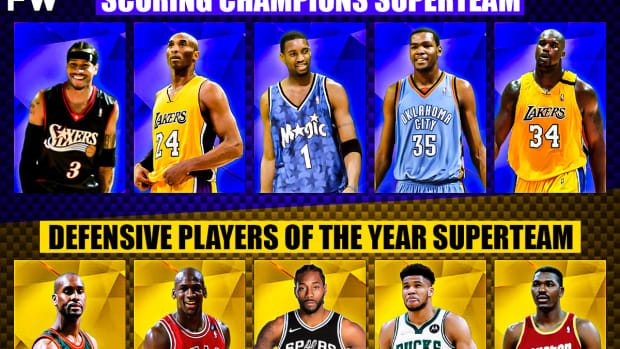 Scoring Champions Superteam vs. Defensive Players Of The Year Superteam: Kobe And Shaq Against Jordan And Giannis