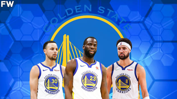 Draymond Green (23) Stephen Curry (30), Klay Thompson (11) and D'Angelo  Russell (0) during media day for the Golden State Warriors at Chase Arena  in San Francisco, Calif., on Monday, September 30