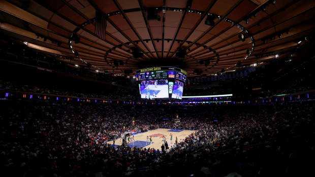 May 16, 2025; New York, New York, USA; General view of Madison Square Garden during the third quarter of game six in the second round of the 2025 NBA Playoffs between the New York Knicks and the Boston Celtics at Madison Square Garden. Mandatory Credit: Brad Penner-Imagn Images