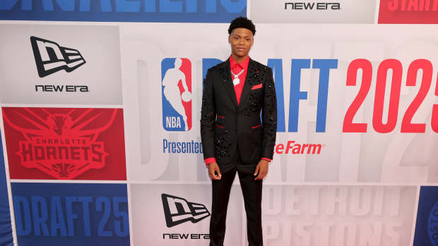 Jun 25, 2025; Brooklyn, NY, USA; Ace Bailey arrives before the first round of the 2025 NBA Draft at Barclays Center. Mandatory Credit: Brad Penner-Imagn Images  