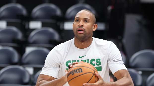 Boston Celtics center Al Horford warms up before the game against the Utah Jazz at Delta Center.