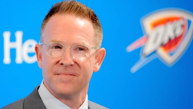 Thunder general manager Sam Presti speaks during an introductory press conference for the 2024 Thunder draft picks at Oklahoma Contemporary Arts Center in Oklahoma City on Saturday, June, 29, 2024.