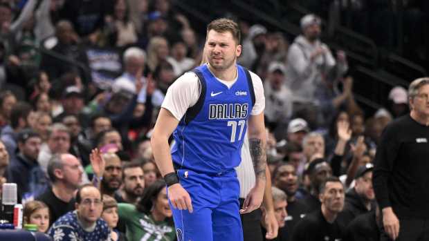 Dec 25, 2024; Dallas, Texas, USA; Dallas Mavericks guard Luka Doncic (77) celebrates during the game between the Dallas Mavericks and the Minnesota Timberwolves at the American Airlines Center. Mandatory Credit: Jerome Miron-Imagn Images