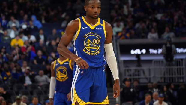 Oct 30, 2024; San Francisco, California, USA; Golden State Warriors forward Jonathan Kuminga (00) waits during a pause in the action against the New Orleans Pelicans in the fourth quarter at Chase Center. Mandatory Credit: David Gonzales-Imagn Images
