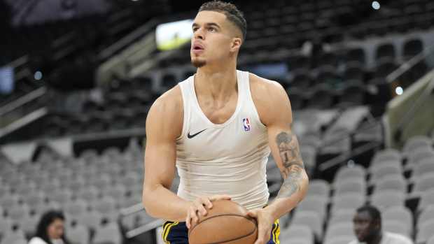 Denver Nuggets forward Michael Porter Jr. (1) warms up for a game against the San Antonio Spurs at Frost Bank Center.