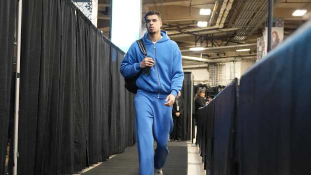 San Antonio, Texas, USA; Michael Porter Jr. (1) enters Frost Bank Center before a game between the Denver Nuggets and the San Antonio Spurs.