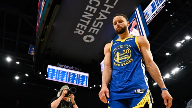 Golden State Warriors guard Stephen Curry (30) walks off the court after their loss to the Indiana Pacers at Chase Center.