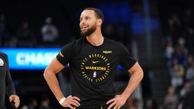 San Francisco, California, USA; Golden State Warriors guard Stephen Curry (30) stands on the court before the start of the game against the Phoenix Suns at the Chase Center. Mandatory Credit: Cary Edmondson-Imagn Images