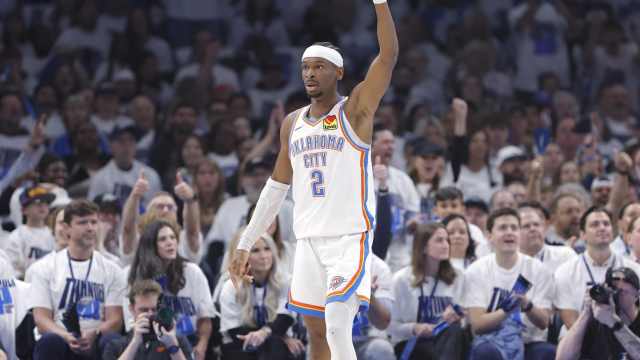 Oklahoma City Thunder guard Shai Gilgeous-Alexander (2) gestures after a play against the Memphis Grizzlies during the first quarter at Paycom Center.