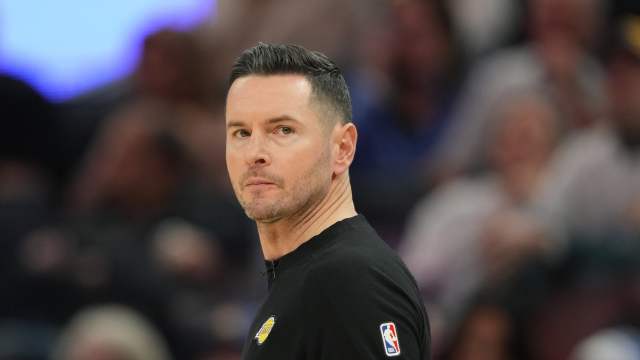Dec 25, 2024; San Francisco, California, USA; Los Angeles Lakers head coach JJ Redick during the third quarter against the Golden State Warriors at Chase Center. Mandatory Credit: Darren Yamashita-Imagn Images 