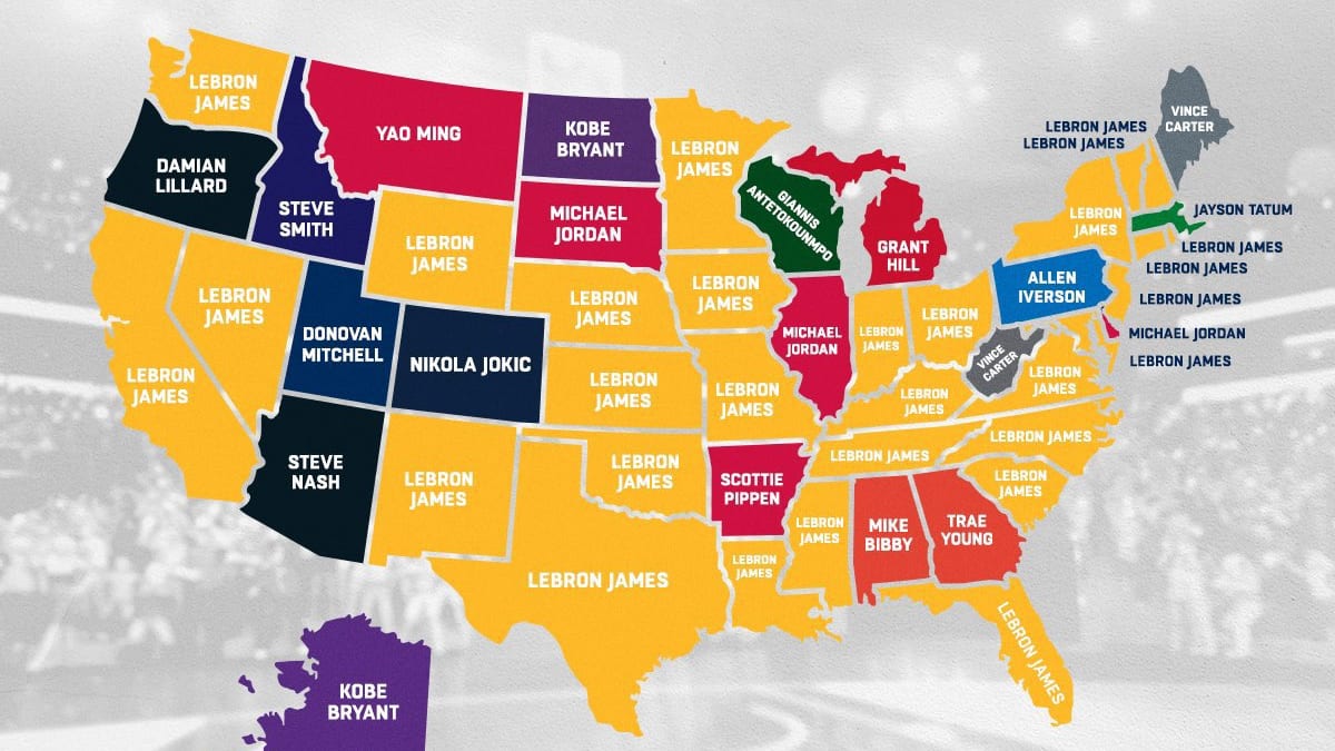 The Top Selling NBA Player Jerseys In Each State: LeBron James Dominates In  Most States, Michael Jordan Leading In Illinois, South Dakota And Delaware  - Fadeaway World