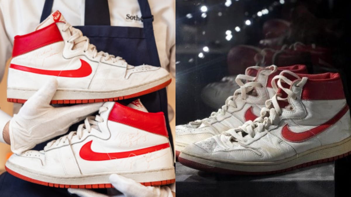 Michael Jordan s 1984 First Game Worn Nike Air Sold For 1.5 Million Fadeaway World