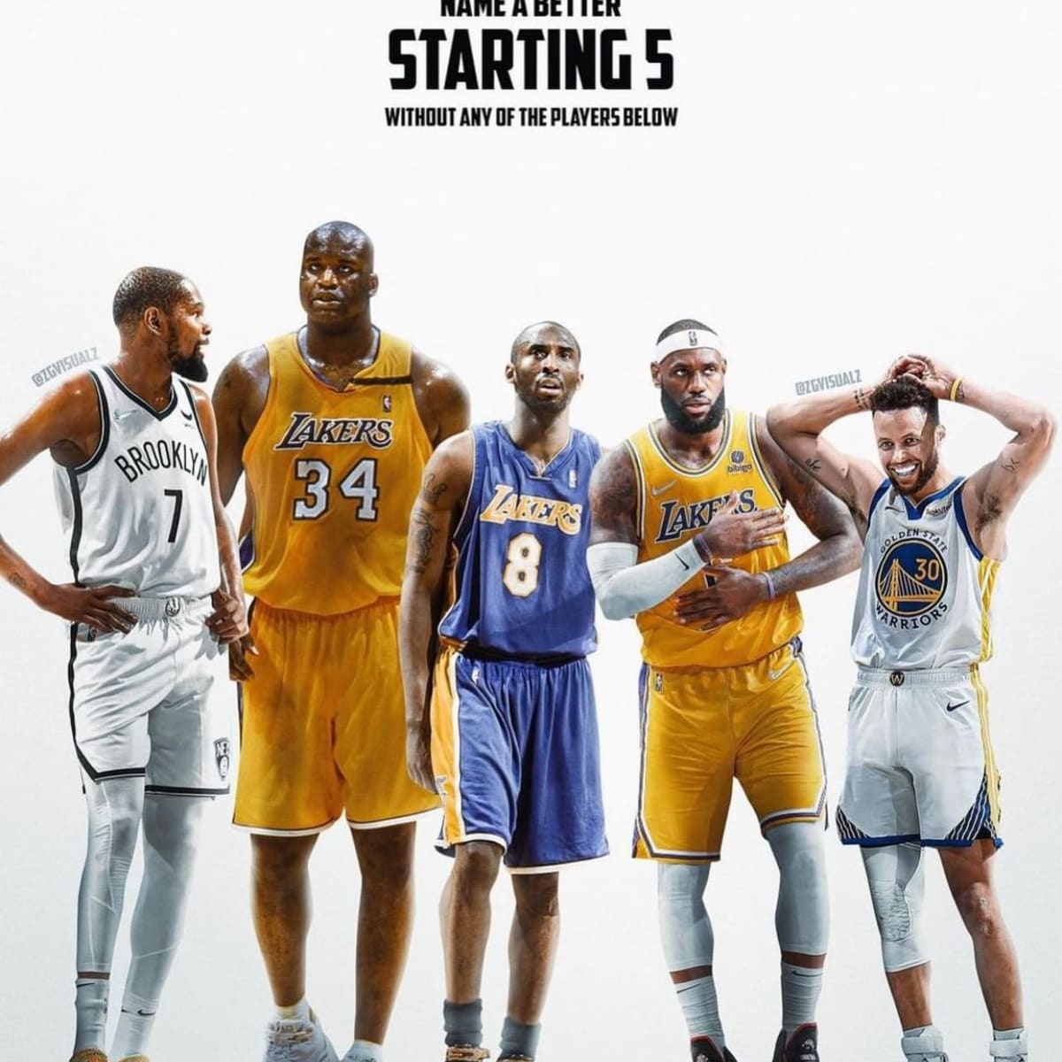 NBA Fans Try To Name A Better Starting 5 Without Any Of The Players From  The List: Stephen Curry, Kobe Bryant, LeBron James, Kevin Durant, Shaquille  O'Neal - Fadeaway World