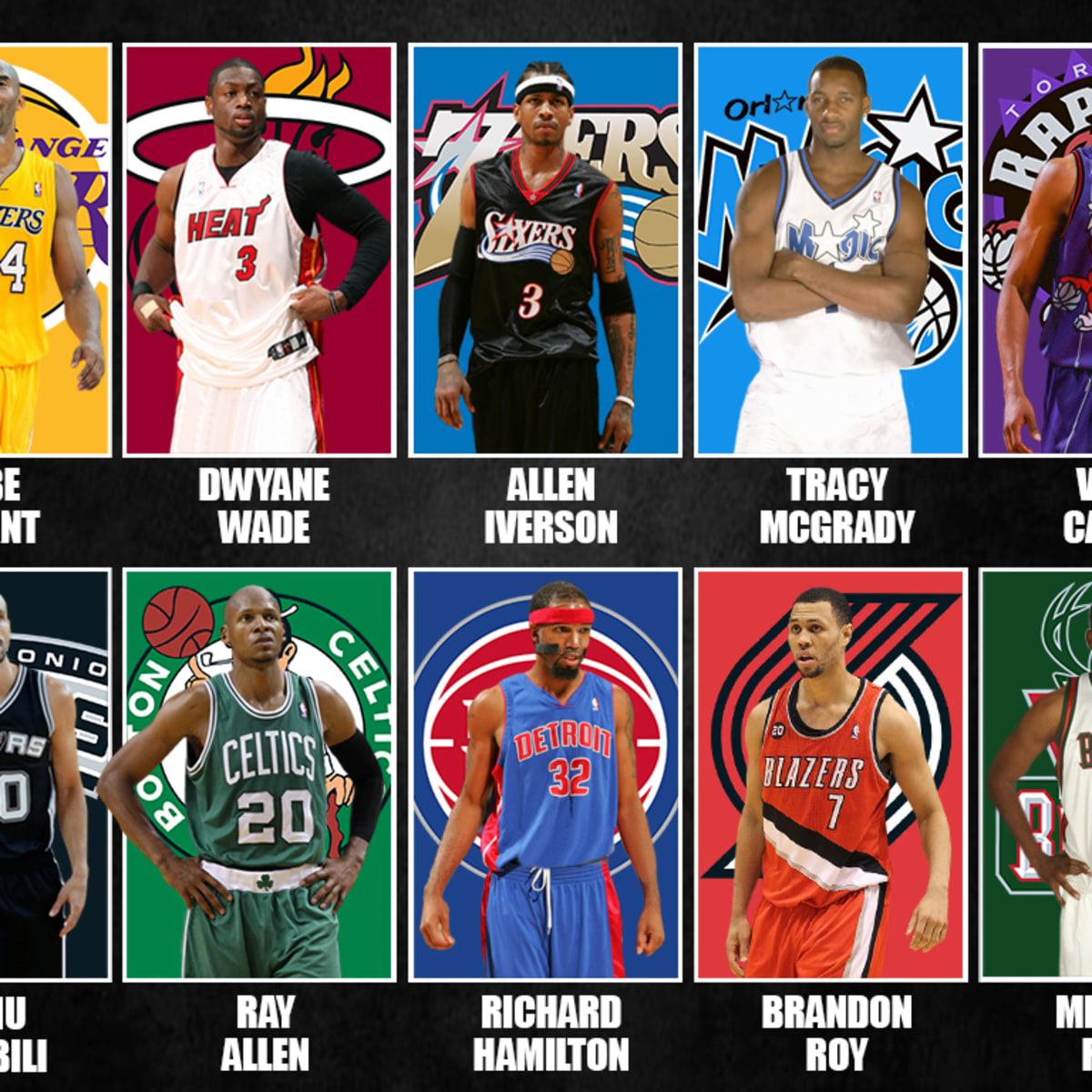 Michael Jordan Kobe Bryant Dwyane Wade Allen Iverson 2007 NBA All