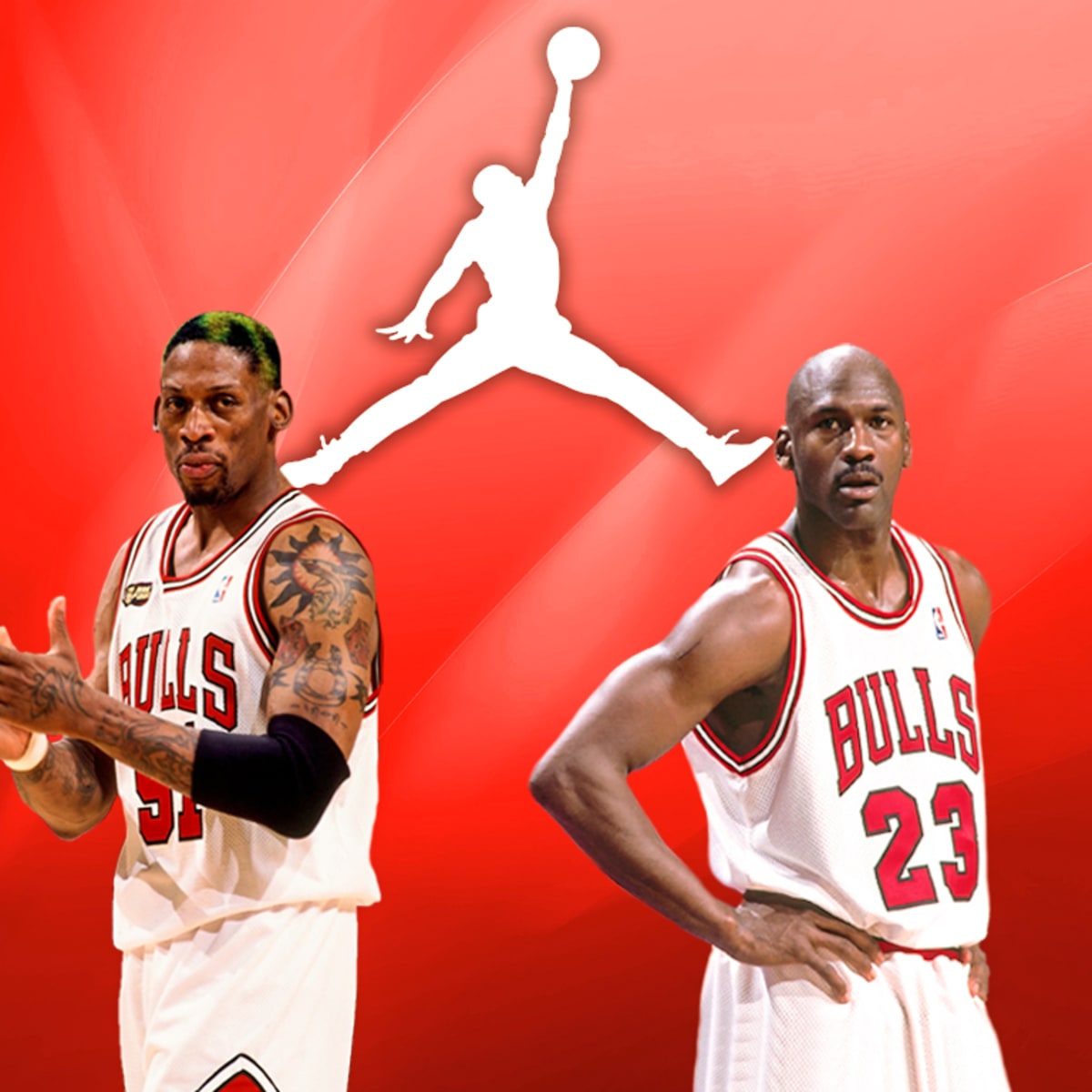 dennis rodman t-posing in the air like jordan. he is, Stable Diffusion
