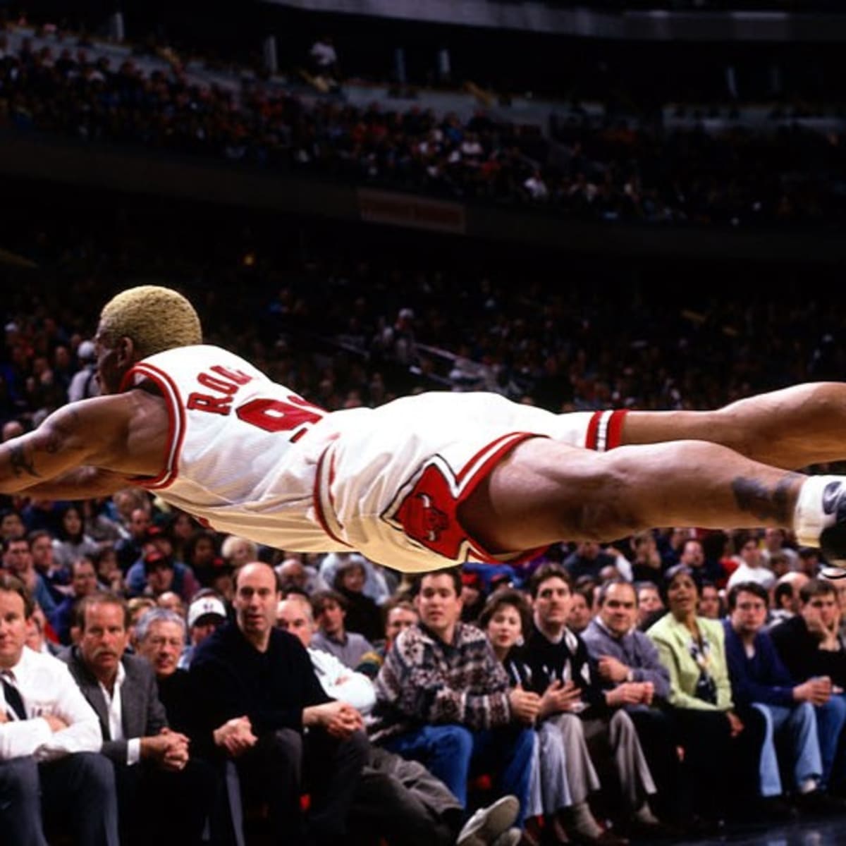 Dennis Rodman of the Chicago Bulls grabs a rebound in Game One of the  News Photo - Getty Images