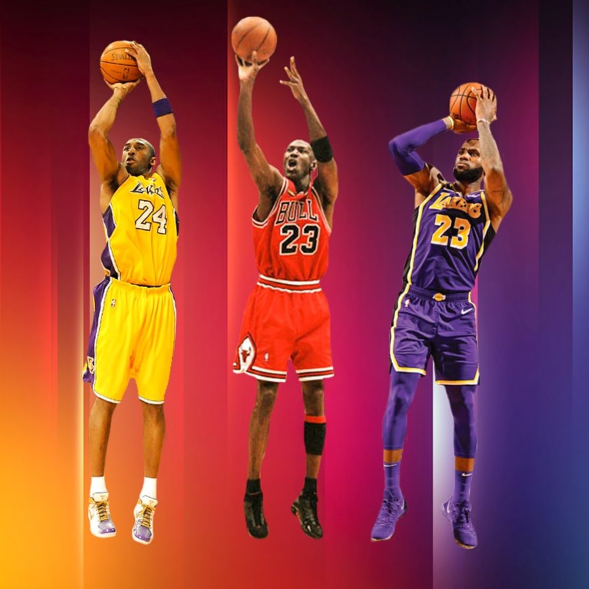 Michael Jordan, Kobe Bryant, & LeBron James  Kobe bryant michael jordan, Kobe  bryant lebron james, Kobe lebron