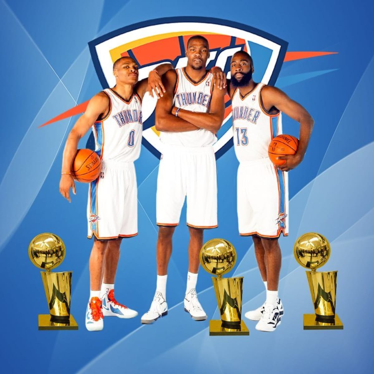 Kevin Durant James Harden Russell Westbrook Poster OKC Thunder Basketball  Print