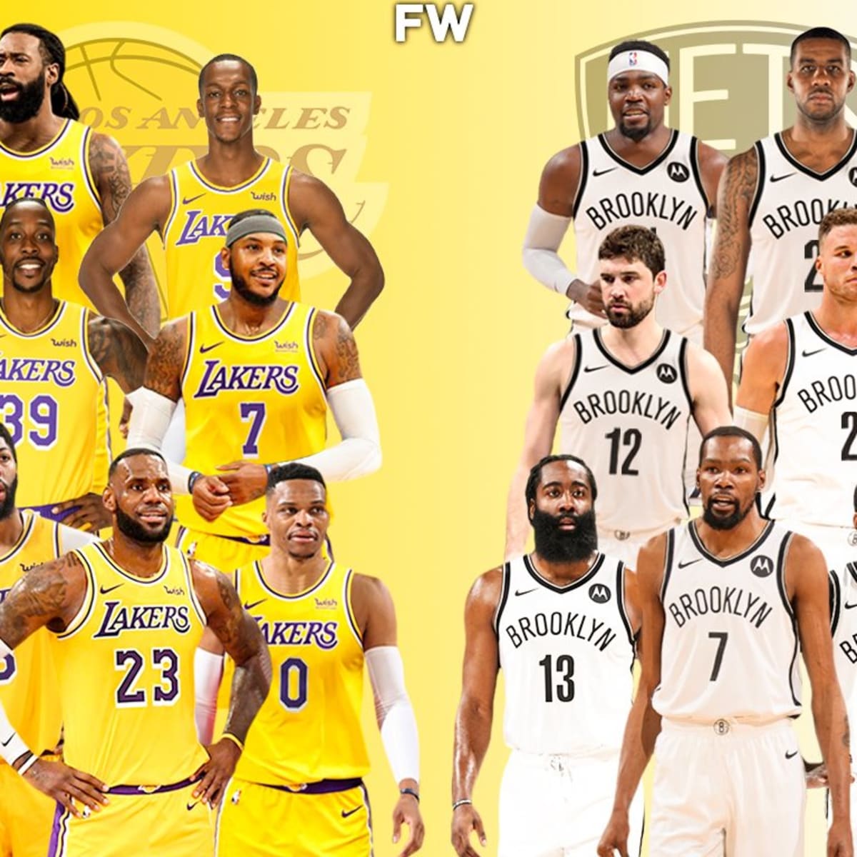 The Los Angeles Lakers vs. Brooklyn Nets Full Comparison: The Duel Of  Superteams - Fadeaway World