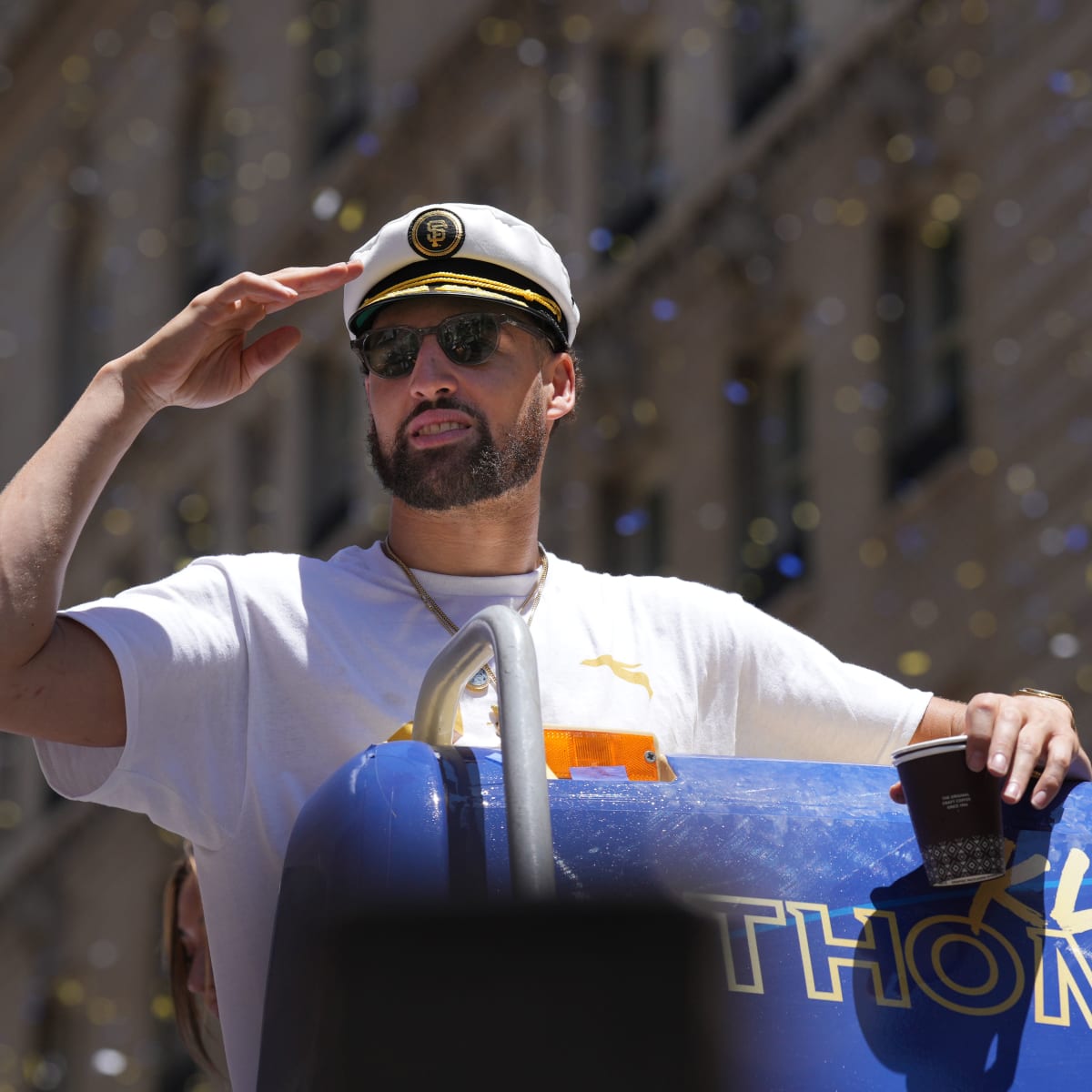 Warriors Player Klay Thompson Knocks Over Fan at Championship Parade