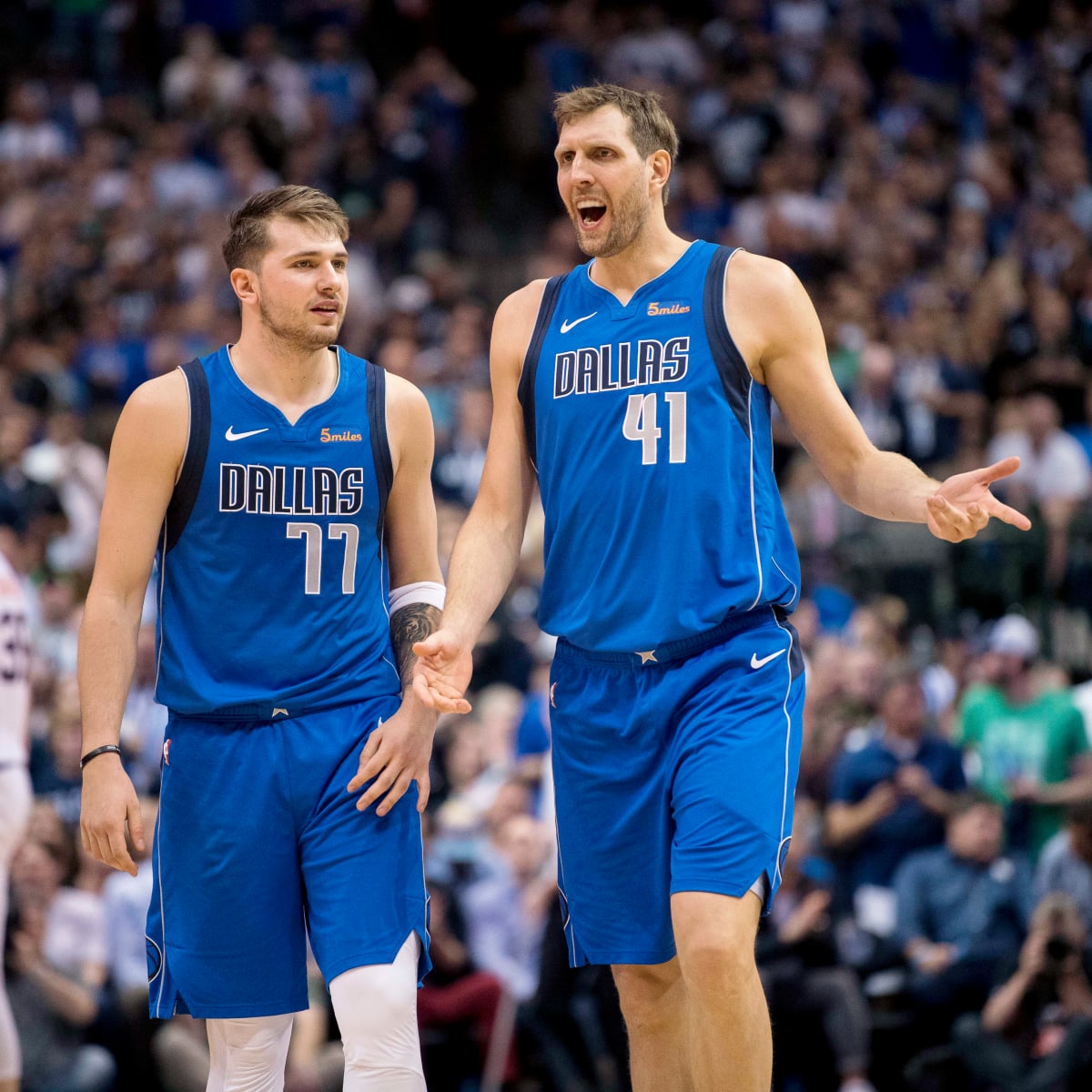 NBA on ESPN on X: Luka Doncic and Dirk Nowitzki caught the