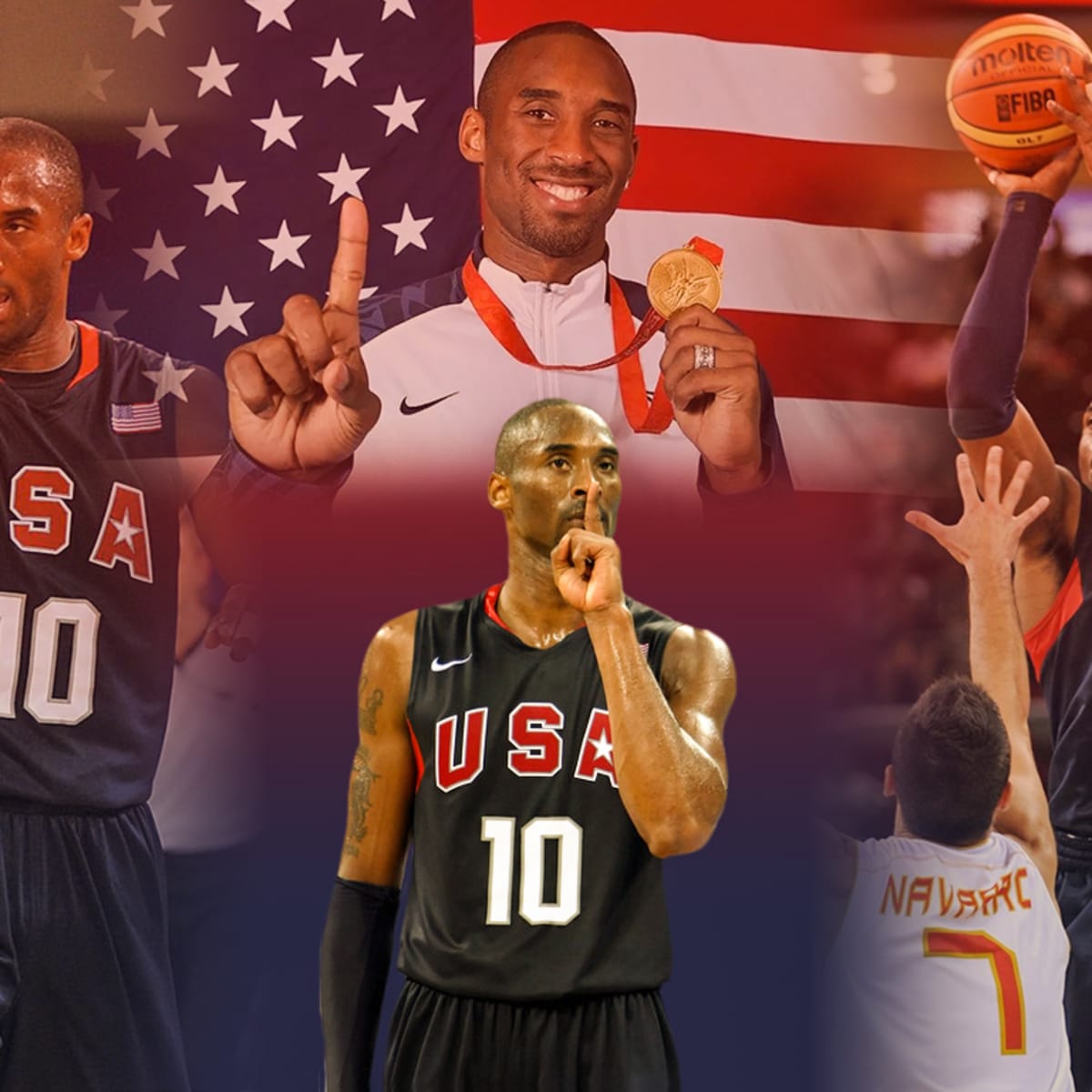 USA's Kobe Bryant holds up his USA jersey as he celebrates a win over Spain  to claim the gold medal for Men's Basketball during the 2008 Summer Olympics  in Beijing on August