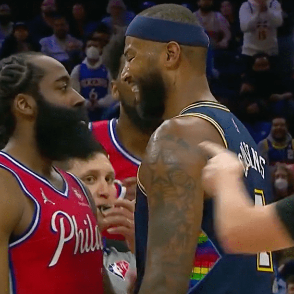 James Harden Confronted Boogie Cousins After A Foul But Boogie Just Laughed In His Face Fadeaway World