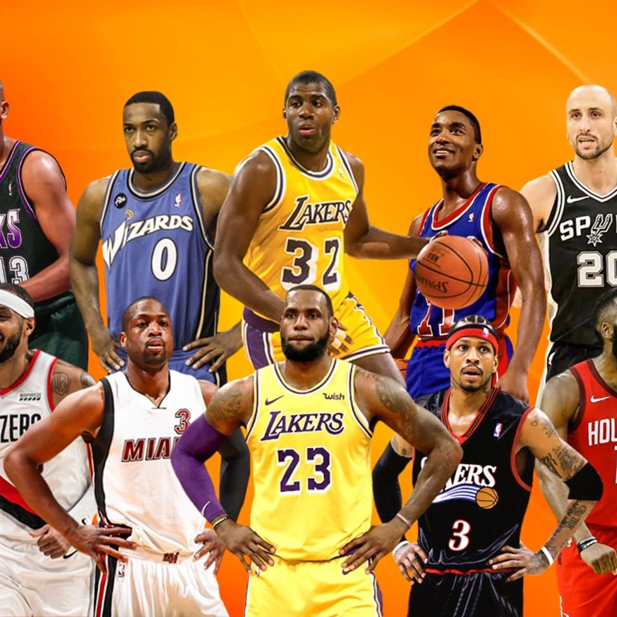 Draft Night Comparison LeBron James Dwyane Wade Carmelo Anthony James Harden And Allen Iverson Fadeaway World