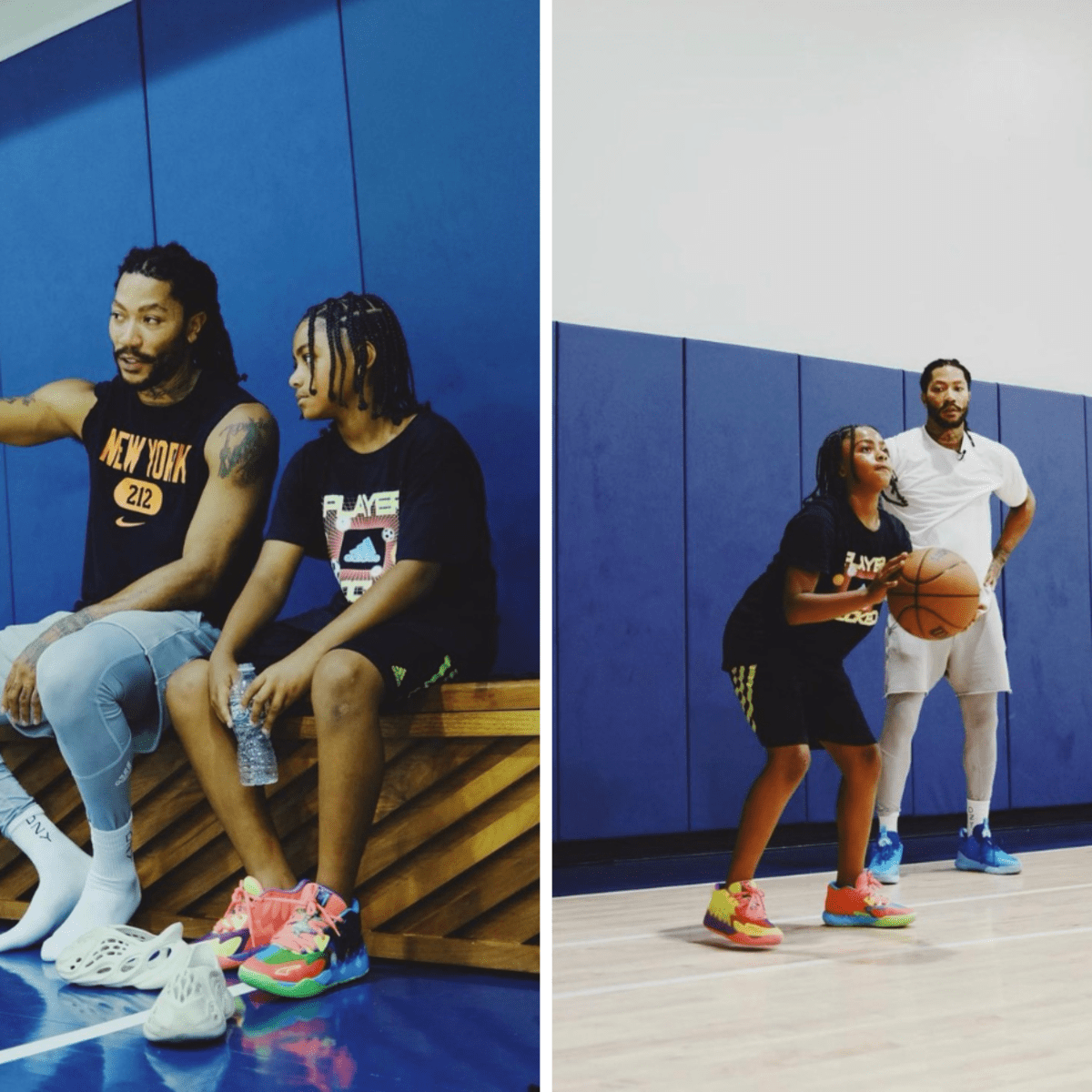 Derrick Rose Working Out With His 9 Year Old Son PJ In New York And Fans Are Loving It He Is Looking Very Tall For His Age Fadeaway World