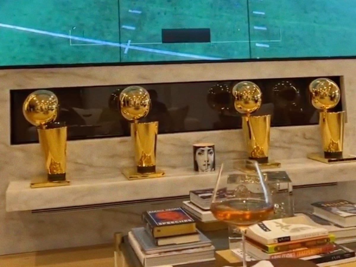 LeBron James Flexes With 4 NBA Championships In The Front Of His TV Setup -  Fadeaway World