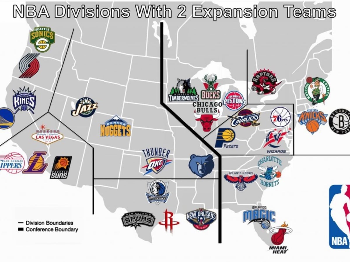 Here's a map I made of all NBA teams organised by Conference and
