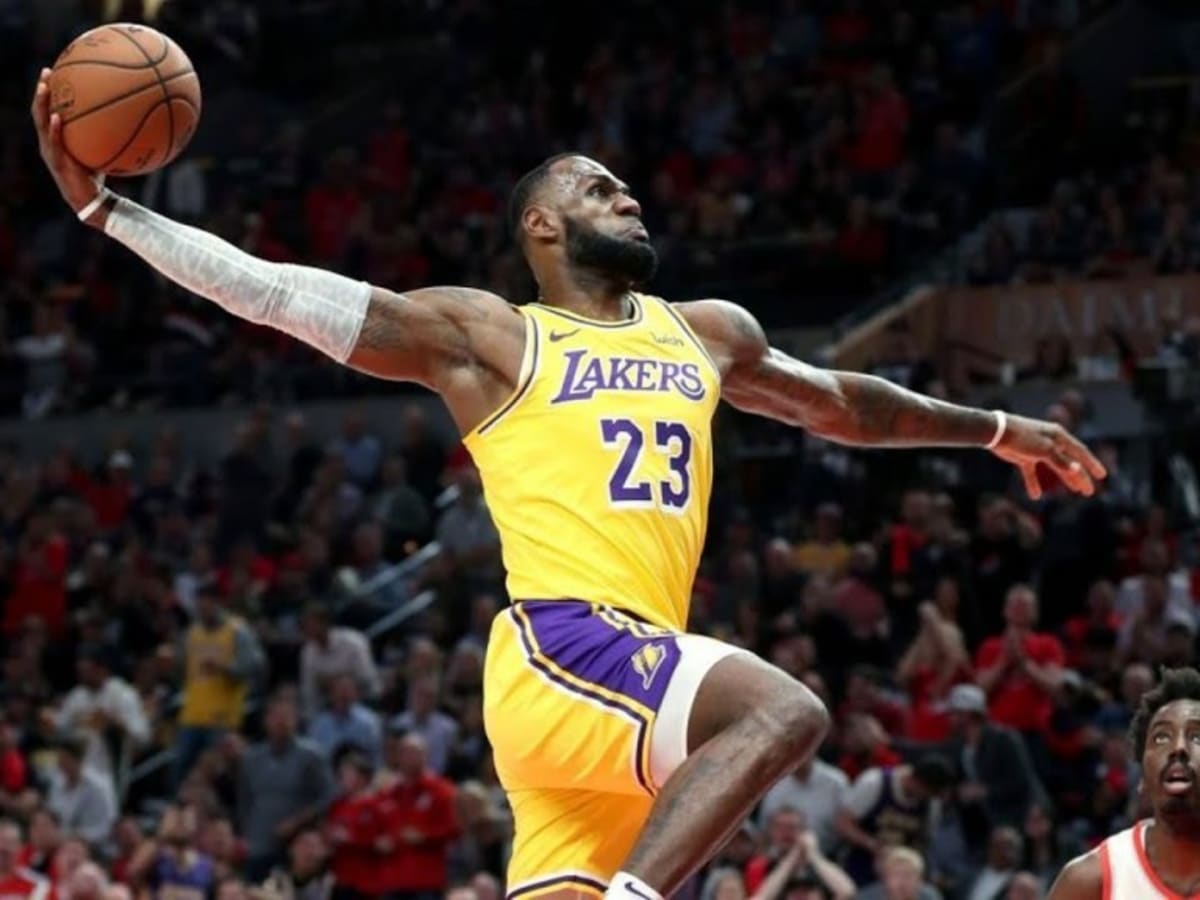 LeBron James Los Angeles Lakers Unsigned Dunking Photograph