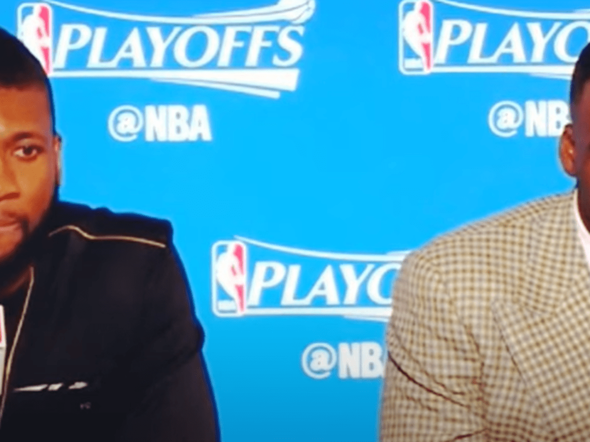 Draymond Green Froze during postgame interview game 2 nba playoffs