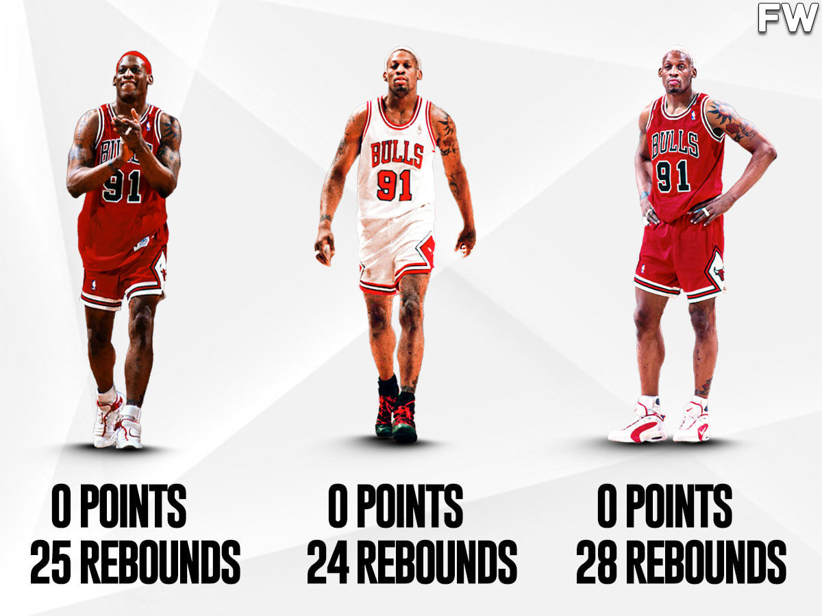 Dennis Rodman Once Had An Insane Three Game Stretch 0 Points And 25 Rebounds 0 Points And 24 Rebounds 0 Points And 28 Rebounds Fadeaway World