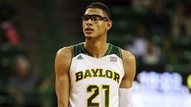 Nov 20, 2013; Waco, TX, USA; Baylor Bears center Isaiah Austin (21) reacts during the game against the Charleston Southern Buccaneers at The Ferrell Center. Baylor won 69-64. Mandatory Credit: Kevin Jairaj-USA TODAY Sports