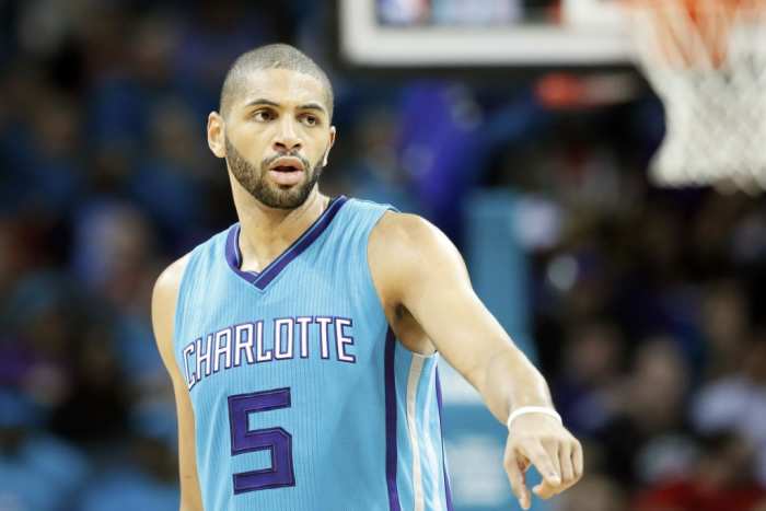 01 November 2015: Charlotte Hornets forward Nicolas Batum (5) is seen during the Atlanta Hawks 94-92 victory over the Charlotte Hornets, at the Time Warner Cable Arena, in Charlotte, North Carolina, USA.